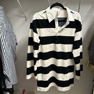 oversized rugby stripe shirtdress